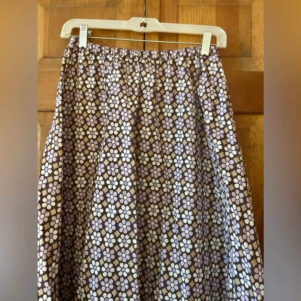 Gymboree Girl’s Sz 12 Brown and Purple Floral 100% Cotton Boho Ruffled Skirt